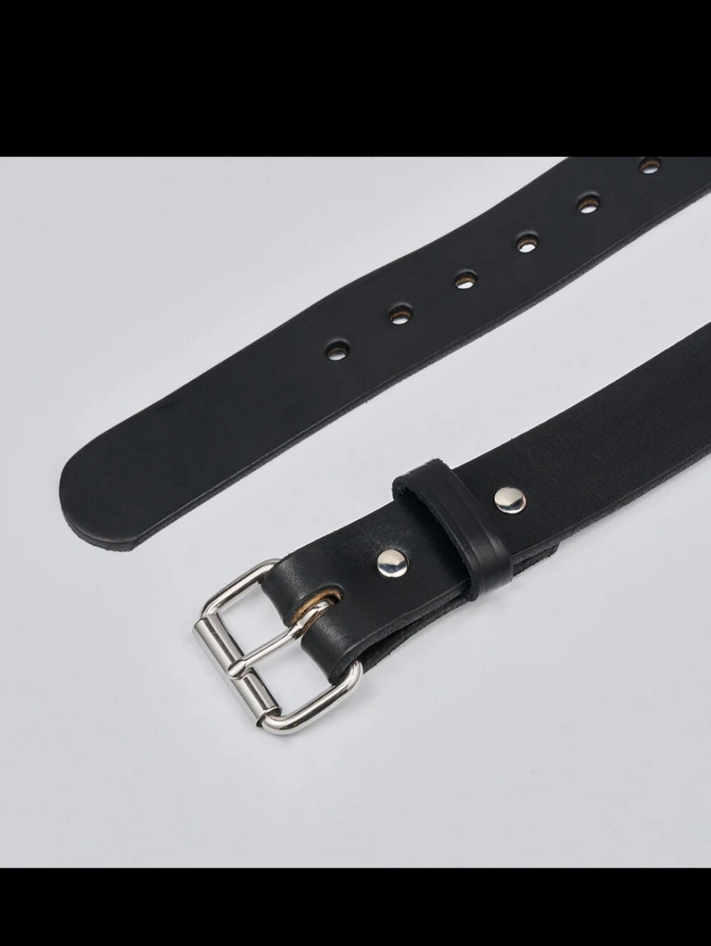 Hanks Belts Mens Gunner Stitched Black Leather Belt Size 56 Full Grain Leather — image 7 of 8